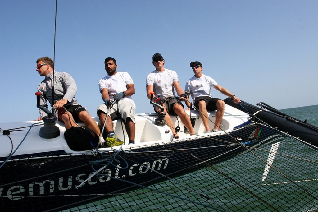 Torvar Mirsky and crew onboard The Wave, Muscat - Extreme Sailing Series © Lloyd Images http://lloydimagesgallery.photoshelter.com/