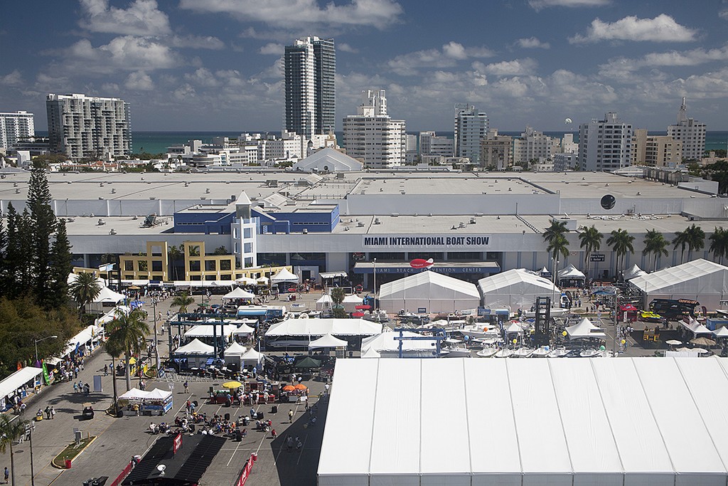 The outdoor area behind the massive Miami Beach Convention Centre is a show attraction in its own right with all manner of displays from boats to trailers, marina equipment to a bewildering array of nautical accessories. photo copyright Miami Boat Show . taken at  and featuring the  class