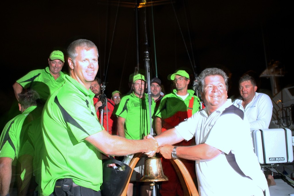 CHYC Commodore Garry Ennis presents the trophy to Craig Ellis - 2012 Pittwater to Coffs Harbour Yacht Race © Brendan Rourke