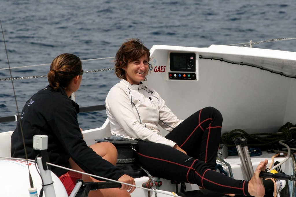 Anna Corbella and Dee Caffaro onboard Gaes Centros Auditivos - Barcelona World Race photo copyright K. Morgan/Full Emotions taken at  and featuring the  class