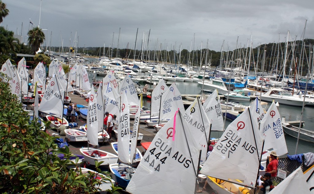 The RPAYC carpark was filled today with boats, sails and competitors here for the final registration  - 2011 International Optimist Australian & Open Championship photo copyright Damian Devine taken at  and featuring the  class