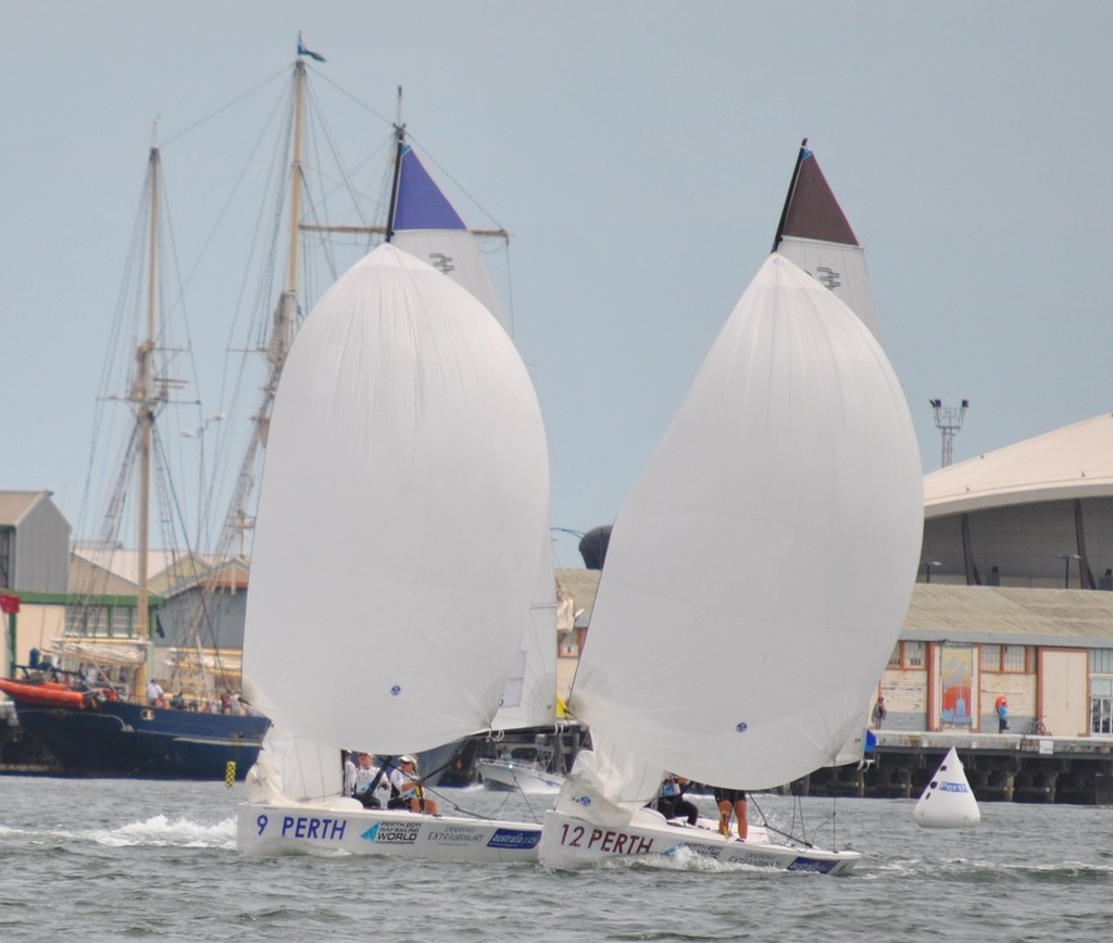 The Souter Price battle continues downwind - ISAF Sailing World's Elliott 6m photo copyright Elliott 6m Sailing taken at  and featuring the  class