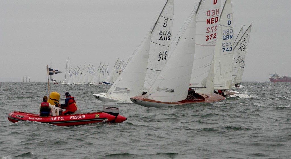 From the pin end of the start of the first race. - Dragon World Championships ©  John Curnow