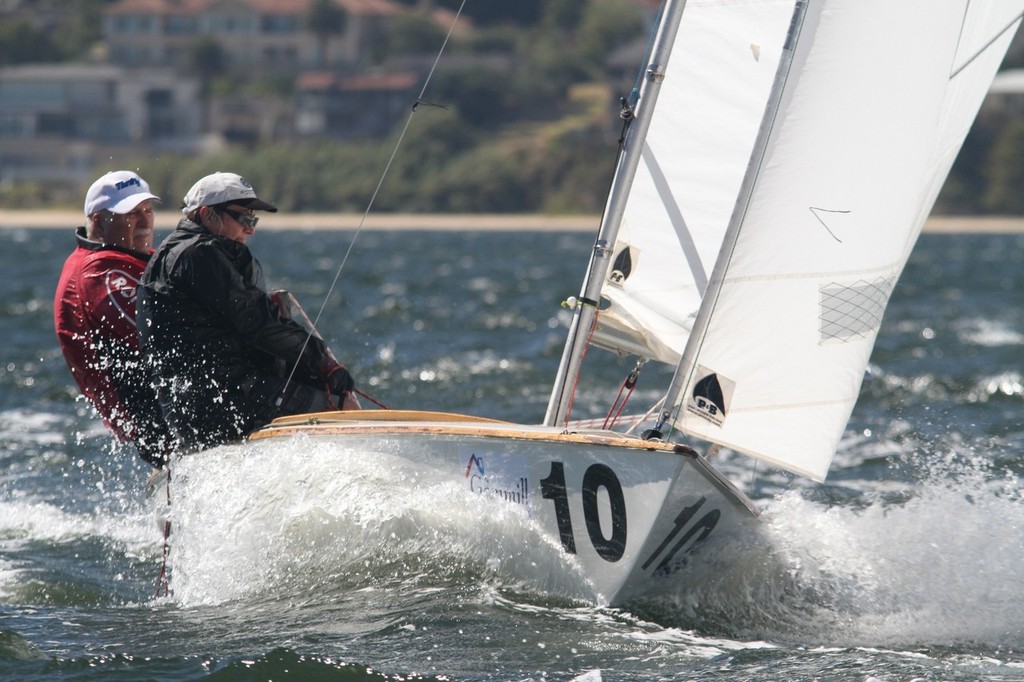Host club (South of Perth YC) past commodore Phil Lammonby and Rita Nesdale take a breather on the way to the separation mark. - 50th Anniversary Flying Fifteen Nationals photo copyright Bernie Kaaks taken at  and featuring the  class