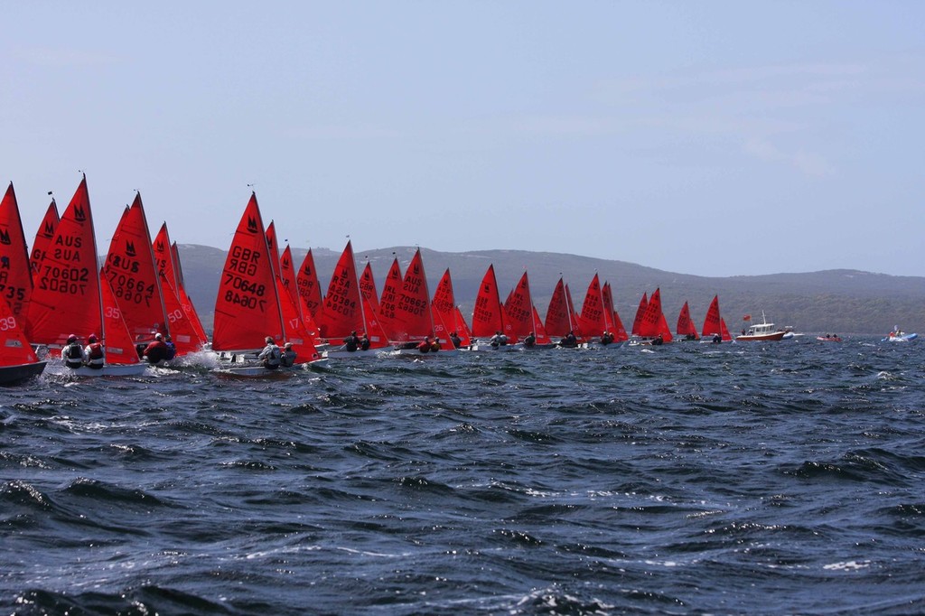 The fleet get away in the first race of Day 4 - 2011 LandCorp Mirror Worlds © Trina Merrick