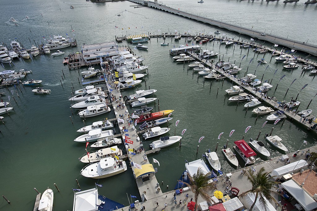 The Sea Isle Marina at Miami was packed with show visitors, dealers and boat builders every day, with the ability to take boats out for test a major plus for prospective buyers. photo copyright Miami Boat Show . taken at  and featuring the  class