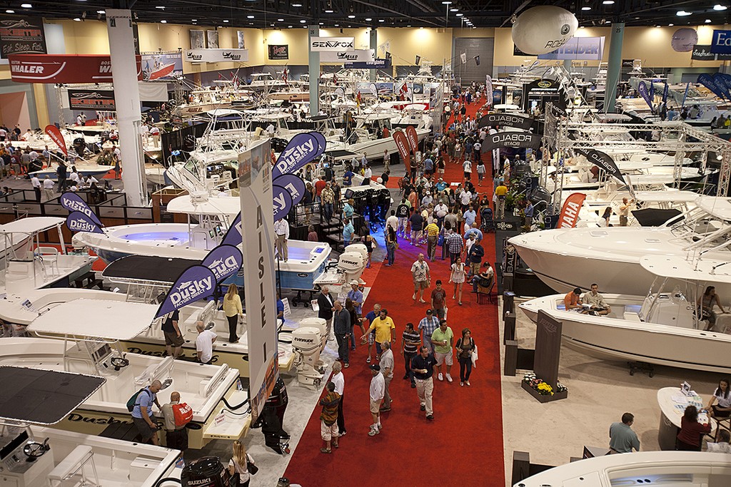 The displays within the Miami Beach Convention Centre were of the usual high standard and there must have been many millions of dollars worth of vessels to tempt buyers. photo copyright Miami Boat Show . taken at  and featuring the  class