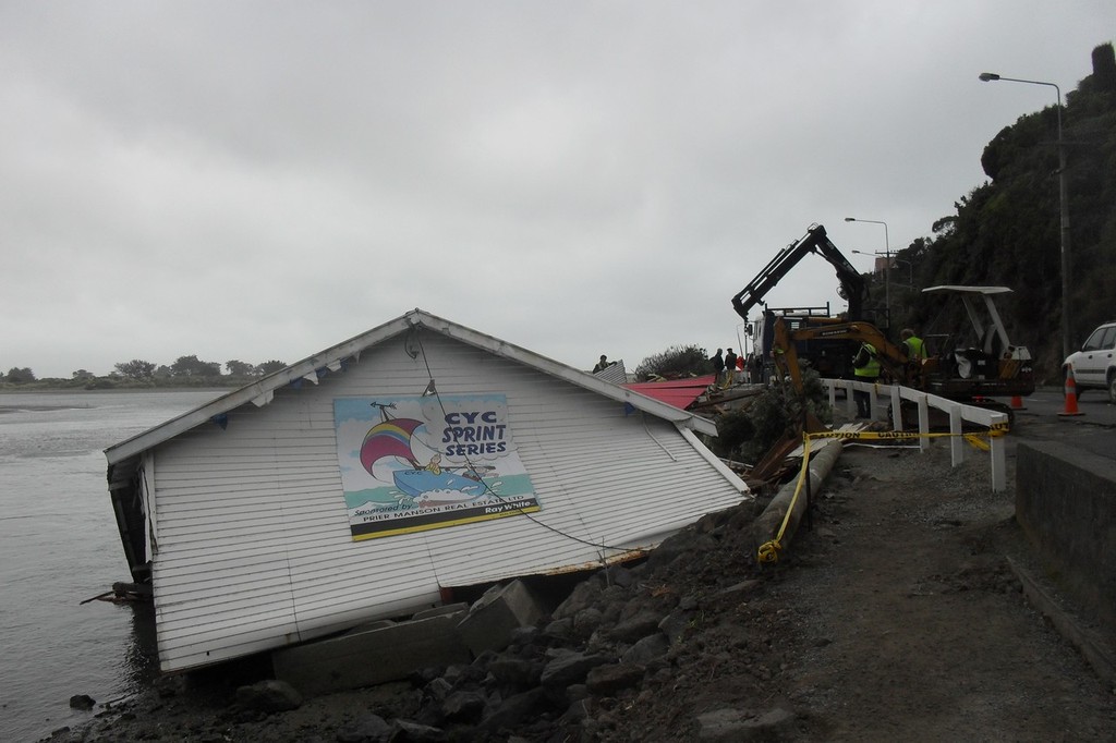Christchurch Yacht Club storage shed demolition © Nick Richardson