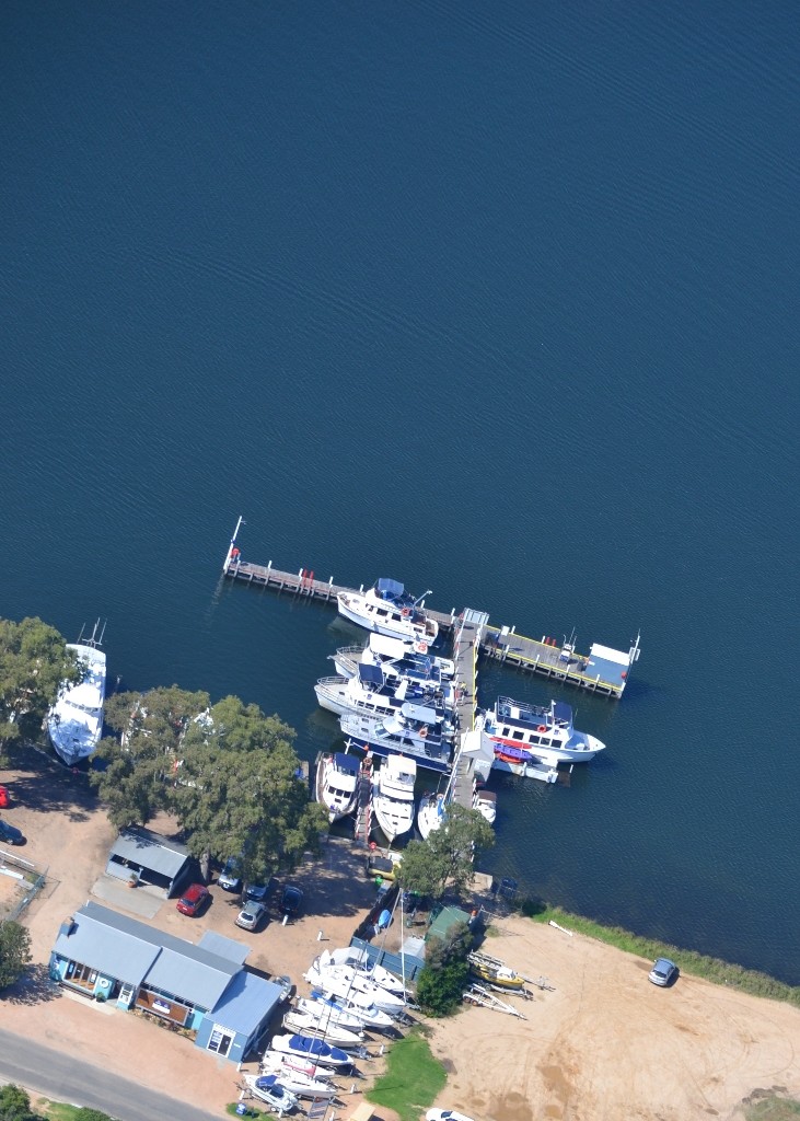 Fabulous - aerial shot over Paynesville with Bull’s Cruiser operation’s headquarters. photo copyright Bull's Cruisers taken at  and featuring the  class