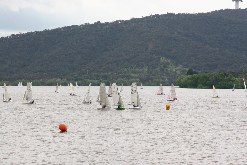 NS14's coming into a bottom mark at the ACT Capital Insurance Broker's ACT Dinghy Champs 2010 - ACT Capital Insurance Brokers Dinghy Championships 2011 photo copyright Canberra Yacht Club Media taken at  and featuring the  class