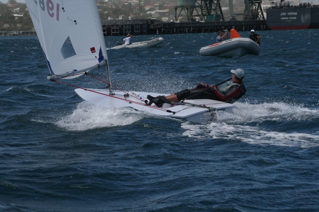 Local Pt Lincoln sailor Luke Stephens enjoys the south-west change on Sunday - South Australian Laser State Championships photo copyright Clayton Schmerl taken at  and featuring the  class