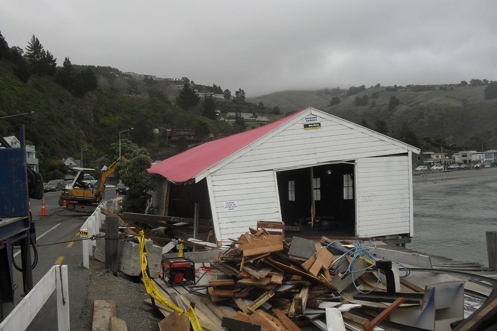 Christchurch Yacht Club - storage shed demolition  in progress  © Nick Richardson