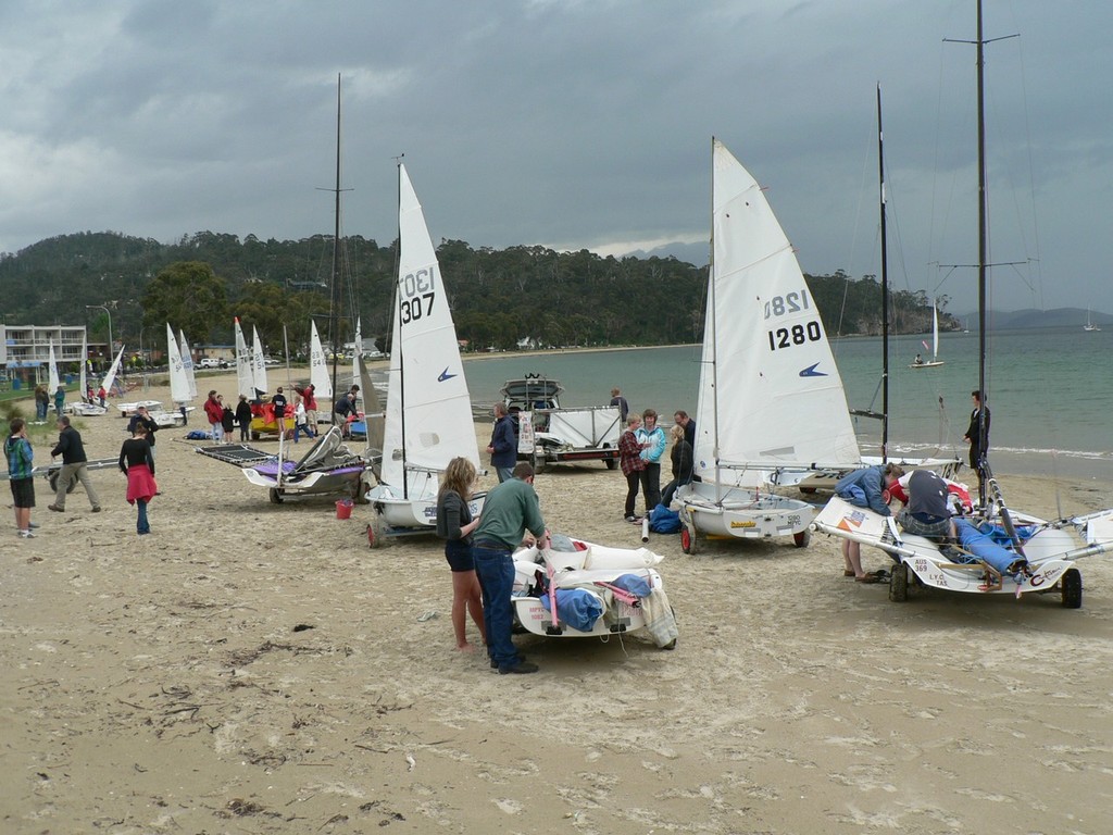 Saturday Morning - Rigging - Tasmaian Skiff Pathways Program - Try Skiff Sailing Weekend 15-16 October photo copyright Bill Cromarty taken at  and featuring the  class