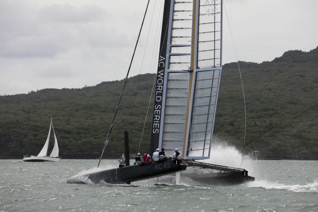 30/01/2011 - Auckland (NZL) - 34th America's Cup - AC45 sea trial n° 8 - Anniversary day - Round Rangitoto Island photo copyright ACEA - Photo Gilles Martin-Raget http://photo.americascup.com/ taken at  and featuring the  class