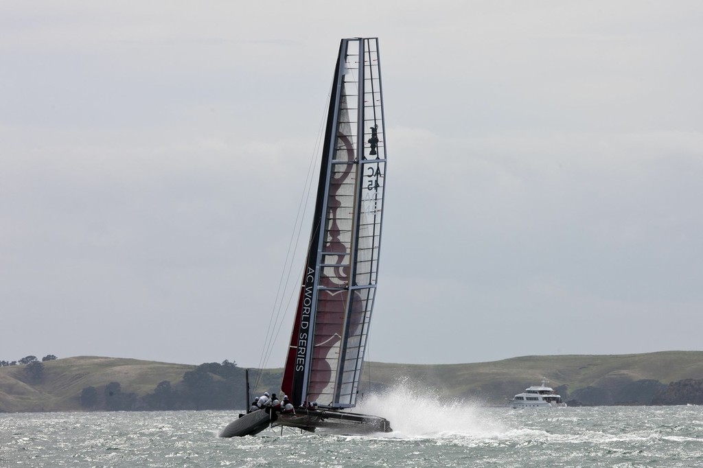 30/01/2011 - Auckland (NZL) - 34th America's Cup - AC45 sea trial n° 8 - Anniversary day - Round Rangitoto Island photo copyright ACEA - Photo Gilles Martin-Raget http://photo.americascup.com/ taken at  and featuring the  class