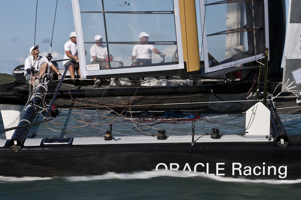 14/03/2011 - Auckland (NZL) - ORACLE Racing - ORACLE Racing AC45 Sea trials - Sail # 1 - Oracle Racing - First sail 14 March 2011 photo copyright Gilles Martin-Raget/Oracle Racing.com http://www.oracleteamusamedia.com/ taken at  and featuring the  class