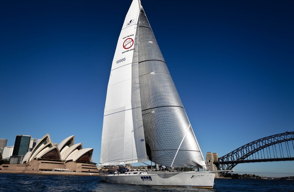 SOS Ocean Racing team train aboard famous maxi yacht Brindabella on Sydney Harbour. Photo: SALTWATERIMAGES - SOS Training on Sydney Harbour photo copyright Craig Greenhill / Saltwater Images http://www.saltwaterimages.com.au taken at  and featuring the  class