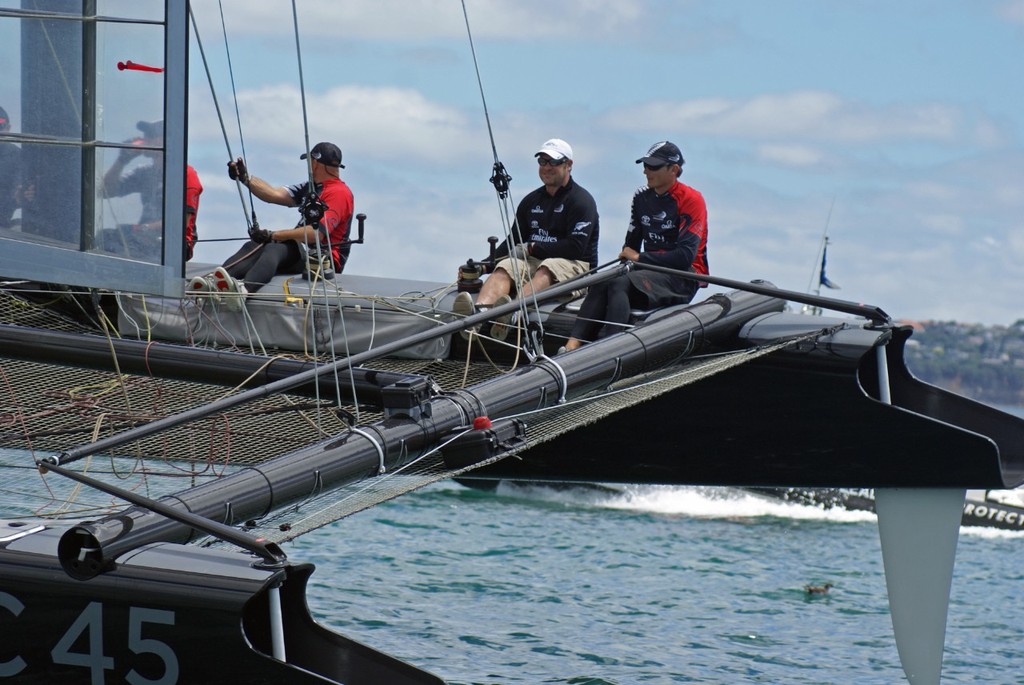 Dean Barker on the helm  Team New Zealand sailing the AC45 - 5 February 2011 photo copyright Richard Gladwell www.photosport.co.nz taken at  and featuring the  class