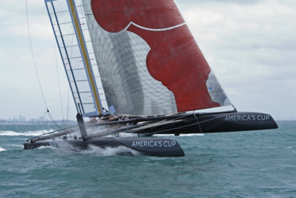 AC45 at close to 30kts on the Hauraki Gulf today photo copyright Richard Gladwell www.photosport.co.nz taken at  and featuring the  class