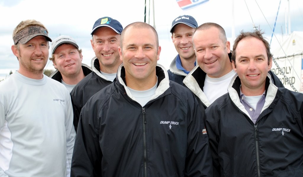Dump Truck co-owners Edward Fader and Justin Wells with their crew after the final RYCT pennant race.  The 2011 Rolex Sydney Hobart is their next major target. photo copyright  Andrea Francolini Photography http://www.afrancolini.com/ taken at  and featuring the  class
