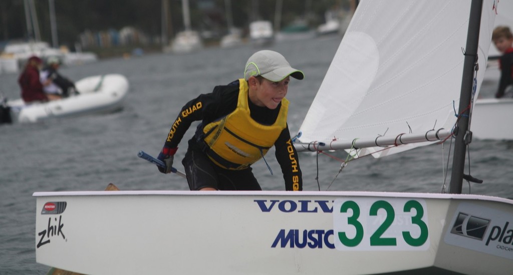 'Hakuna Matata' means no worries,  young Josh Hinks is a picture of concentration in the Green Fleet. - 2011 International Optimist Australian & Open Championship photo copyright Damian Devine taken at  and featuring the  class