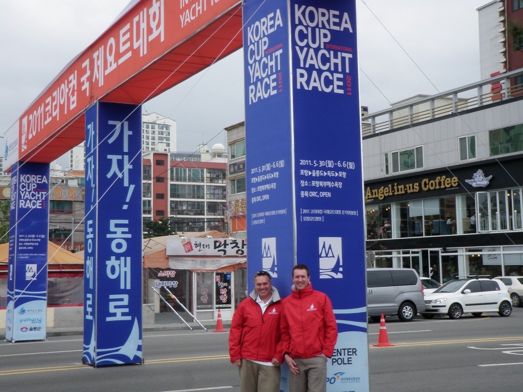 Mike and Matt at the Korea Cup Race Headquarters photo copyright Mike Evans taken at  and featuring the  class