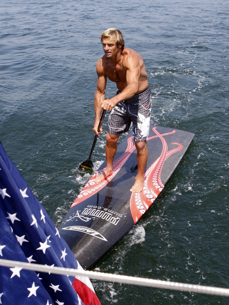 Laird Hamilton tries out his new innovative, custom designed PUMA paddleboard in Newport, R.I., Harbor photo copyright Puma Ocean Racing http://www.pumaoceanracing.com taken at  and featuring the  class