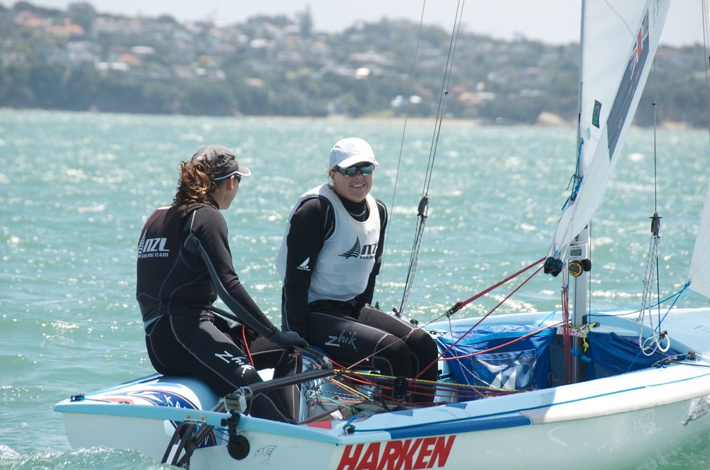 Jo Aleh and Olivia Powrie - Day 2 - 2011 NZ 470 Nationals, Takapuna photo copyright NZL 470 Class http://www.470sailing.org.nz/ taken at  and featuring the  class