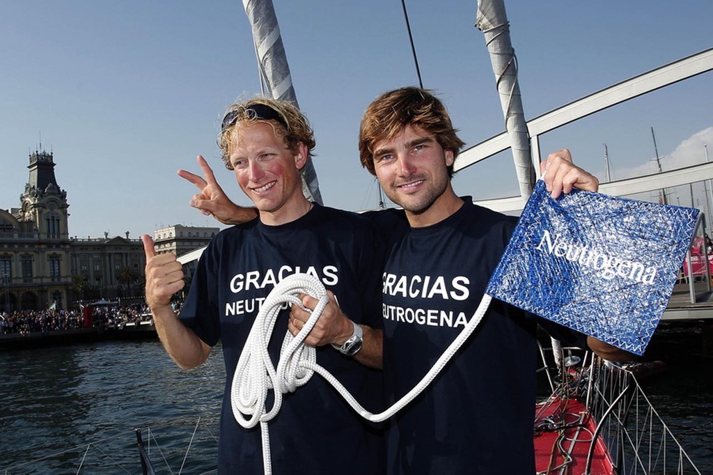 Ryan Breymaier and Boris Herrmann preparing for the Press Conference after the completion of the race. - Barcelona World Race photo copyright Jorge Andreu / Barcelona World Race http://www.barcelonaworldrace.org taken at  and featuring the  class