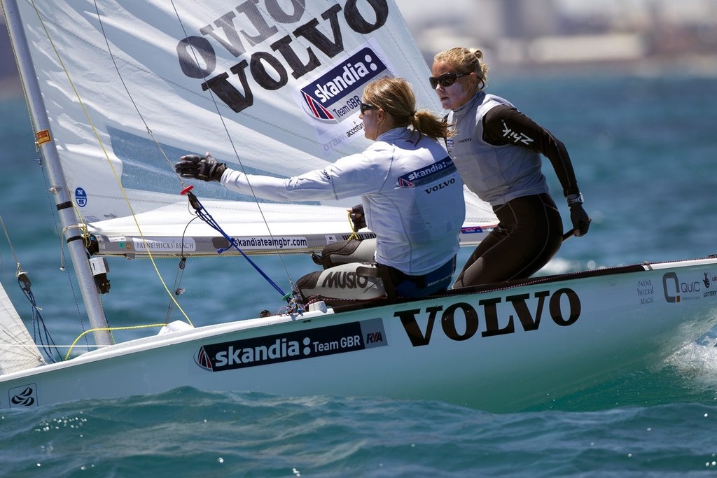 Sarah Ayton in action in the 470 class with Saskia Clark photo copyright  Richard Langdon/Skandia Team GBR taken at  and featuring the  class