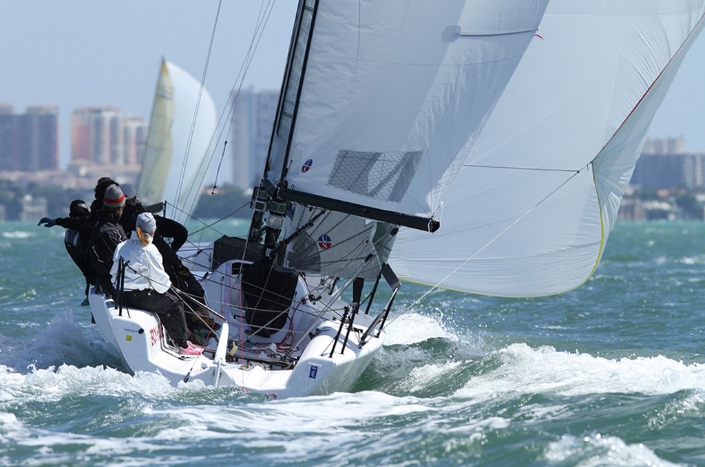 Kristen Lane, Brickhouse 812 chases down Cary Siegler&rsquo;s Rock Steady - Melges 24 Bacardi Miami Sailing Week photo copyright 2011 JOY | Melges Performance Sailboats taken at  and featuring the  class