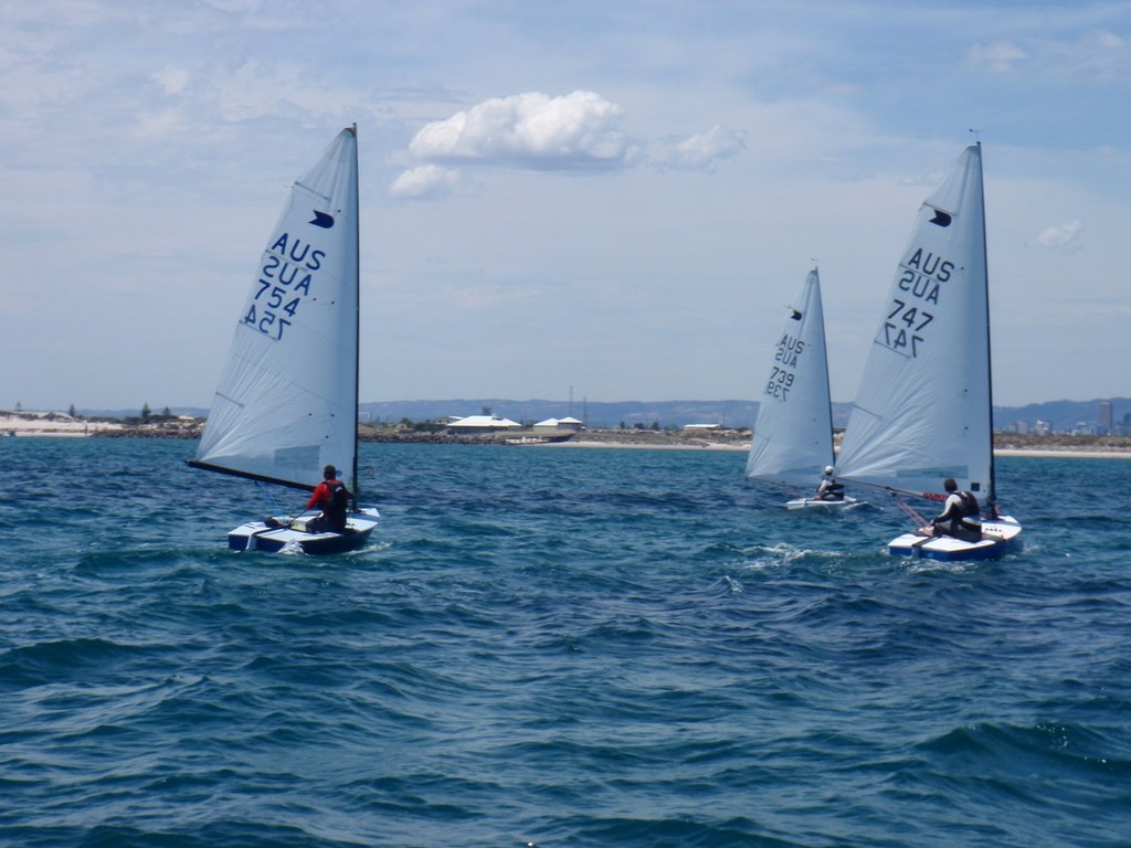 Local Adelaide sailors 1st, 2nd and 3rd at the top mark photo copyright Mark Roberts taken at  and featuring the  class