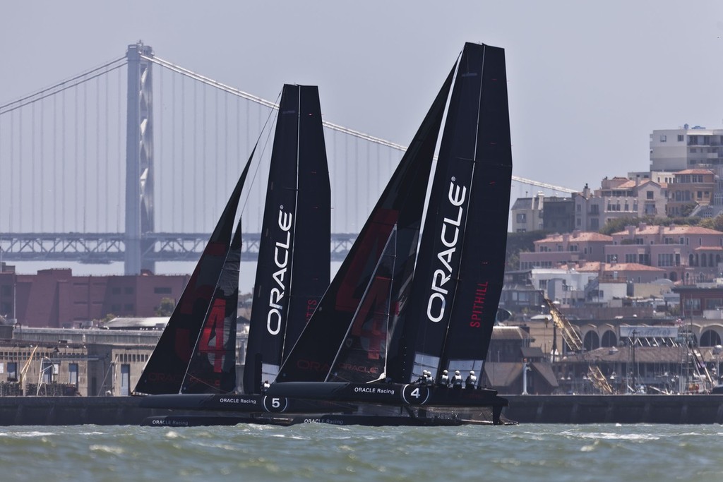 10/06/2011 - San Francisco (USA,CA) - 34th America's Cup - Oracle Racing technical shakedown photo copyright ACEA - Photo Gilles Martin-Raget http://photo.americascup.com/ taken at  and featuring the  class