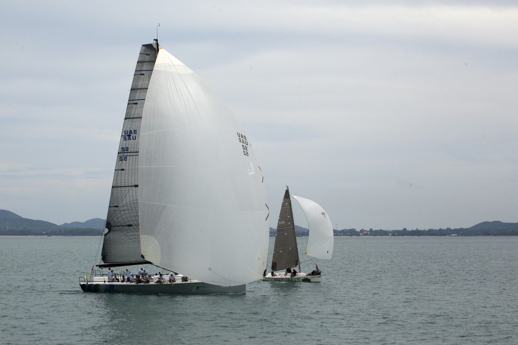 Top of the Gulf Regatta 2011 - little and large. Team Premier (IRC 1) and Magic Dragon (Platu) photo copyright Guy Nowell/Top of the Gulf taken at  and featuring the  class
