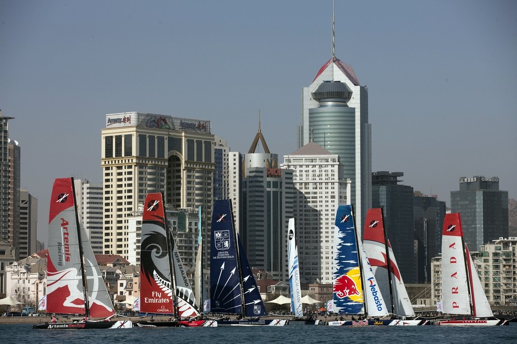 The fleet in Fushan Bay  - Extreme Sailing Series Act 2 photo copyright Lloyd Images http://lloydimagesgallery.photoshelter.com/ taken at  and featuring the  class