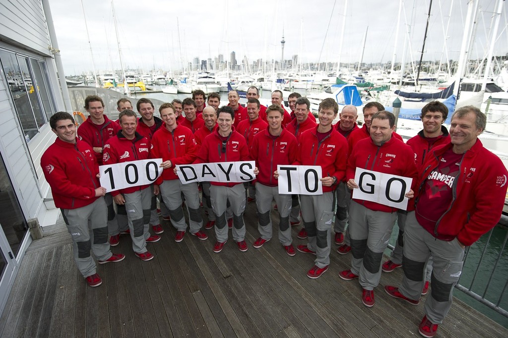 CAMPER with Emirates Team New Zealand sailors, and shore team mark 100 days to go to the start of the Volvo Ocean Race at the Royal New Zealand Yacht Squadron. photo copyright Volvo Ocean Race http://www.volvooceanrace.com taken at  and featuring the  class