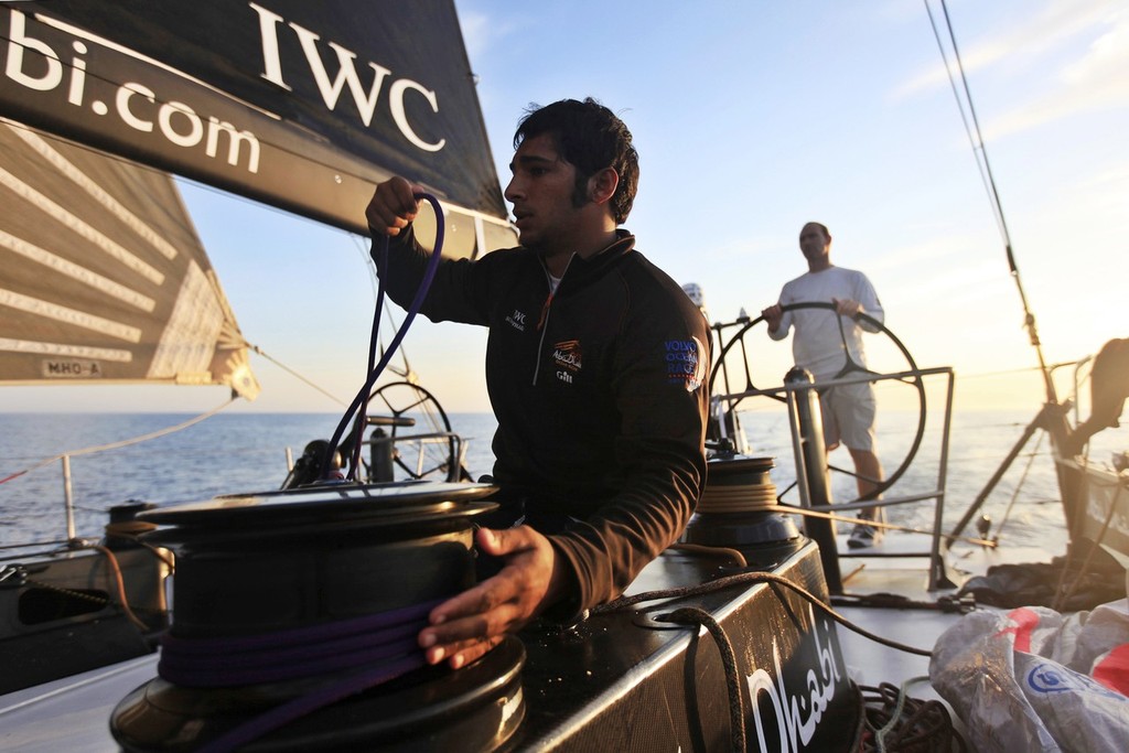 Adil Khalid onboard with Abu Dhabi Ocean Racing, training at their camp in Cascais. photo copyright Volvo Ocean Race http://www.volvooceanrace.com taken at  and featuring the  class