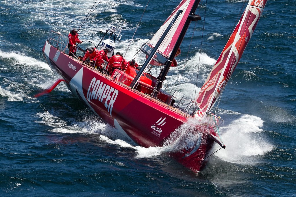 CAMPER with Emirates Team New Zealand, skippered by Chris Nicholson from Australia finishes second on leg 1 of the Volvo Ocean Race 2011-12 from Alicante, Spain to Cape Town, South Africa, at 10:48:04 UTC. (Photo Credit must read: IAN ROMAN/Volvo Ocean Race) photo copyright Ian Roman/Volvo Ocean Race http://www.volvooceanrace.com taken at  and featuring the  class
