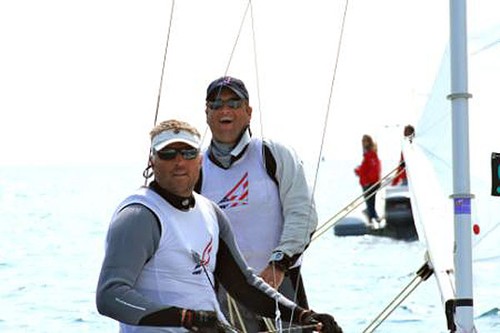Left: (Front) Mark Strube and George Szabo celebrate after the Star medal race - Semaine Olympique Francais 2011 © USSTAG