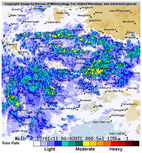 Melbourne and most of Port Phillip is under this radar image. - Dragon World Championships ©  John Curnow