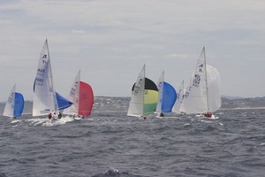 Sailing downwind towards the Newcastle suburb of Merewether and it's iconic beach. - 2011 NSW Etchells State Championships photo copyright  John Curnow taken at  and featuring the  class