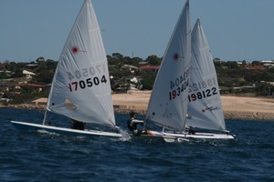 Close racing in Radial Fleet - South Australian Laser States - South Australian Laser State Championships photo copyright Clayton Schmerl taken at  and featuring the  class