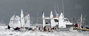 Sailors struggle in fickle Pittwater conditions photo copyright John Adair taken at  and featuring the  class