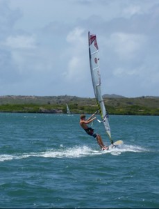 Laurence practising at Curacao - IFCA World Slalom Championships, Curacao photo copyright Ken Kingsbury taken at  and featuring the  class