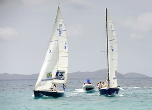 Umpire boats trail close astern, obviating the need for protest meetings - 2011 Gill BVI International Match Racing Championship photo copyright Todd VanSickle taken at  and featuring the  class