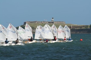 Opti's racing on San Juan Bay with historic El Morro in the background/Credit: Raquel Torres Arzola - Club Nautico de San Juan International Regatta photo copyright Raquel Torres Arzola taken at  and featuring the  class