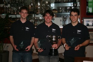 Matthew Clough, Stewart Williams, Josh Porebski winners of the Warren ``Wolfie`` Williams Trophy - 2011 NZ Youth Match Racing Nationals photo copyright Chris Coad Photography http://www.chriscoad.co.nz/ taken at  and featuring the  class
