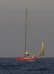 As Scarlet Runner goes in to port on the leads, Gusto two-sail reaches in towards the finish line. - Melbourne to King Island photo copyright  John Curnow taken at  and featuring the  class