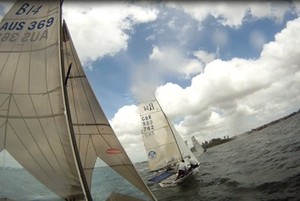Headcam view from Strait4devils with the mystery unidentified boat at the pin end  - Bohaul Express Australian B14 National Champs 2011-12 photo copyright Adrian Beswick taken at  and featuring the  class