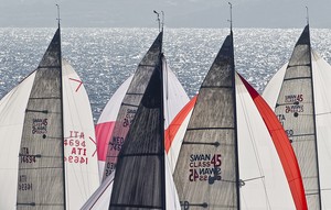 Over the top of the Swan Class 45s masts at the 2010 Rolex Swan Cup photo copyright  Nautor's Swan taken at  and featuring the  class